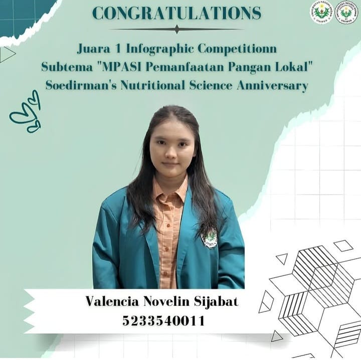 Juara 1 Infographic Competitionn Subtema "MPASI Pemanfaatan Pangan Lokal"  Soedirman's Nutritional Science Anniversary
